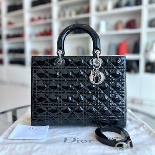 *Recolor, Receipt* Dior Lady Large Patent Leather Cannage Black SHW - Best Luxury Designers