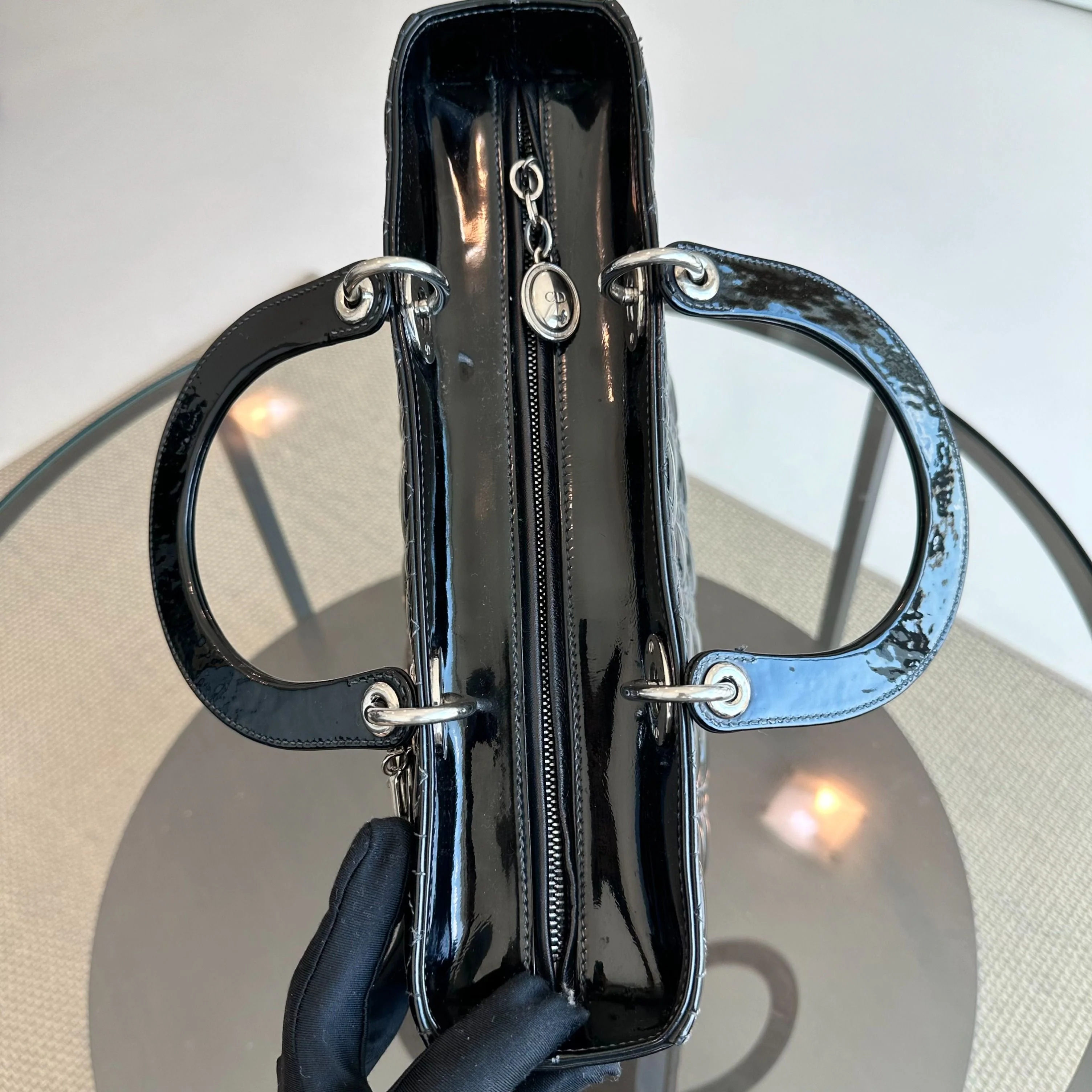 *Recolor, Receipt* Dior Lady Large Patent Leather Cannage Black SHW - Best Luxury Designers