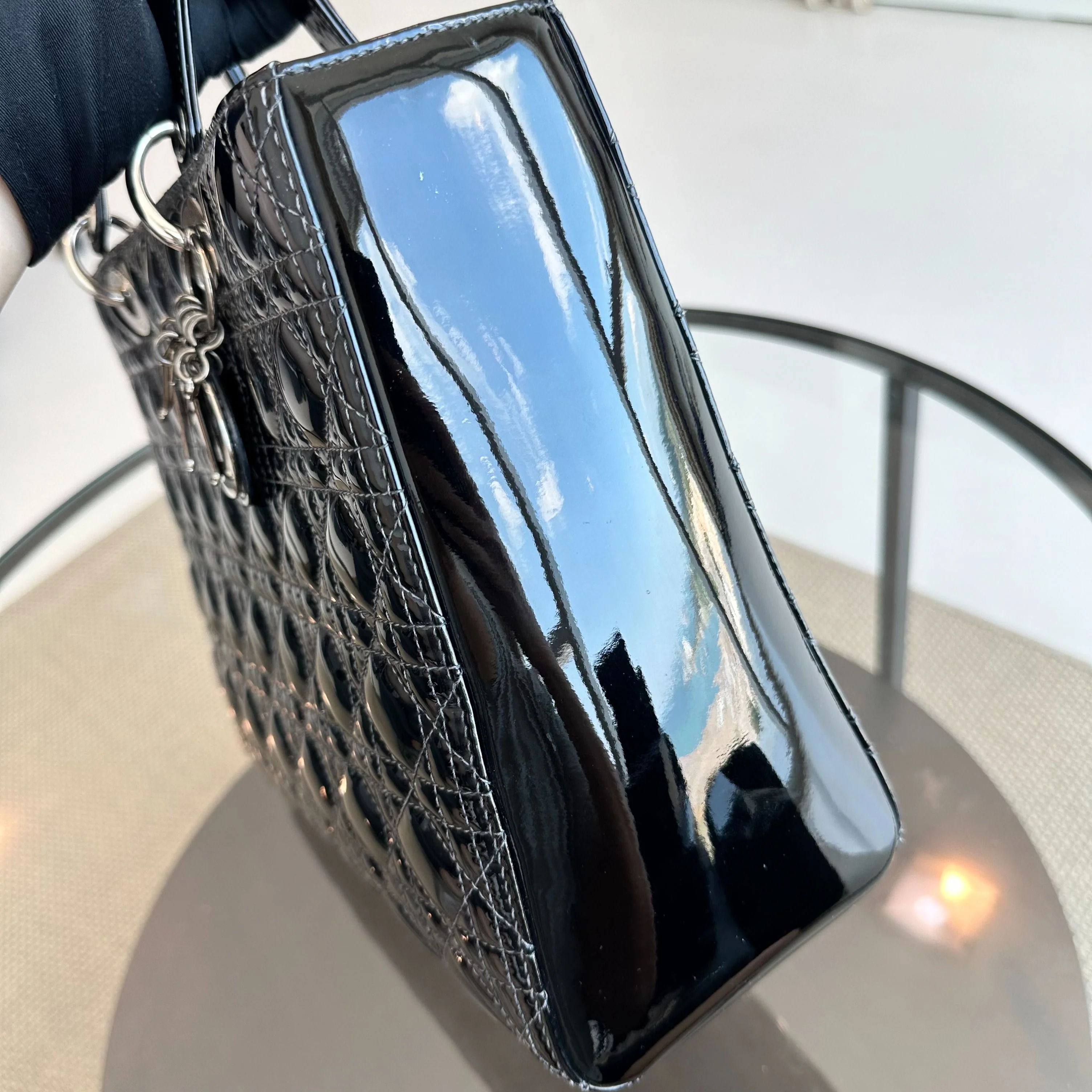 *Recolor, Receipt* Dior Lady Large Patent Leather Cannage Black SHW - Best Luxury Designers