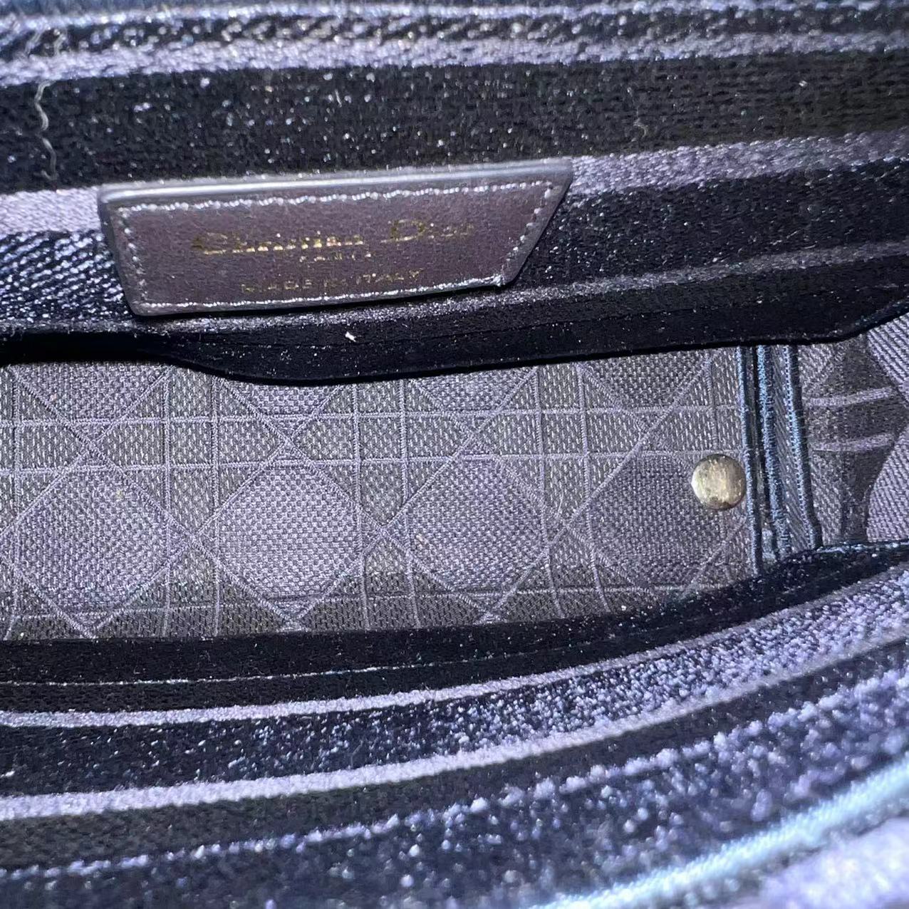 *Unused* Dior Lady D-Lite Embroidery Cannage D Lite Dark Blue LGHW - Best Luxury Designers