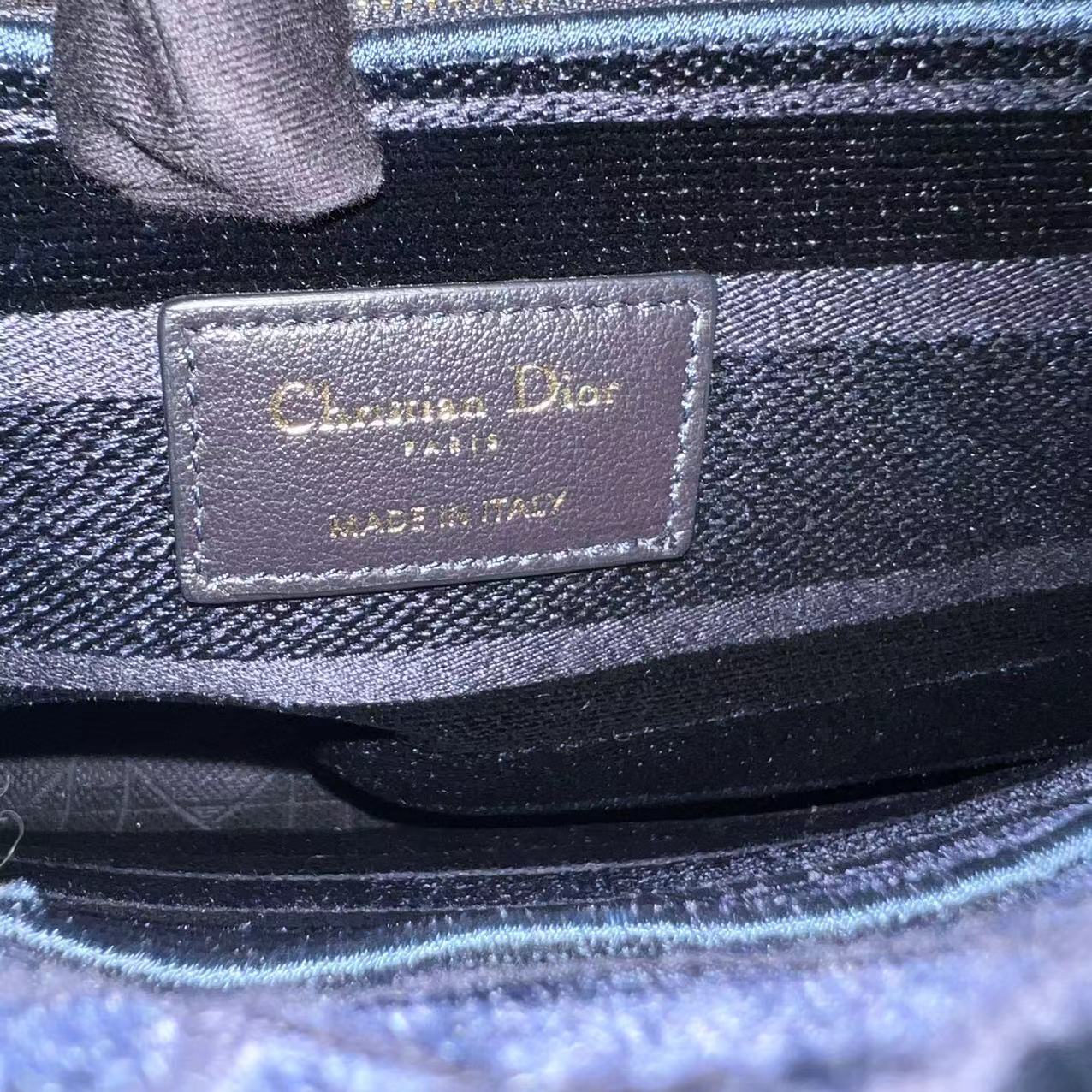 *Unused* Dior Lady D-Lite Embroidery Cannage D Lite Dark Blue LGHW - Best Luxury Designers