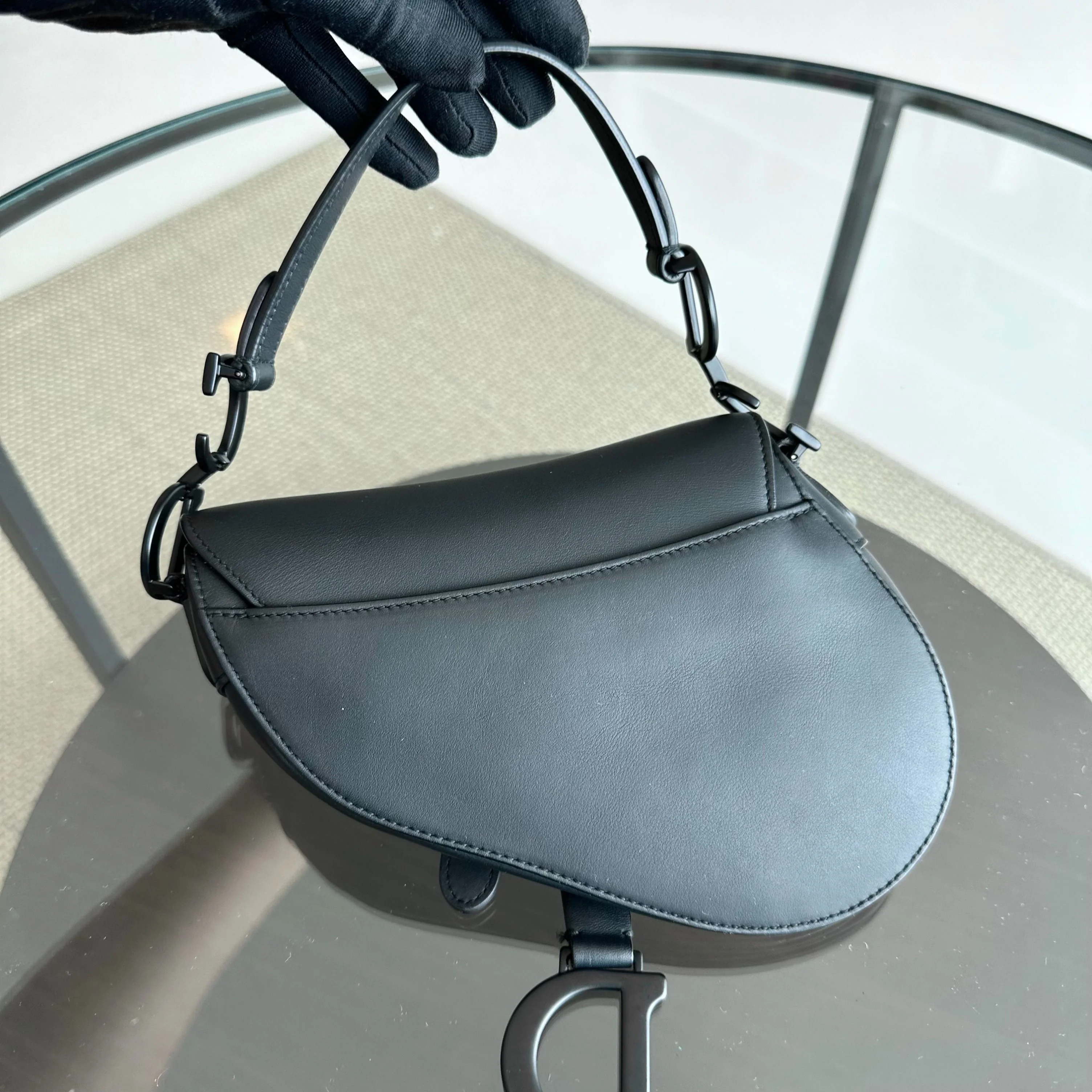 *With Strap* Dior Saddle All Black Small 20CM with Strap Cross Body Shoulder Bag - Best Luxury Designers