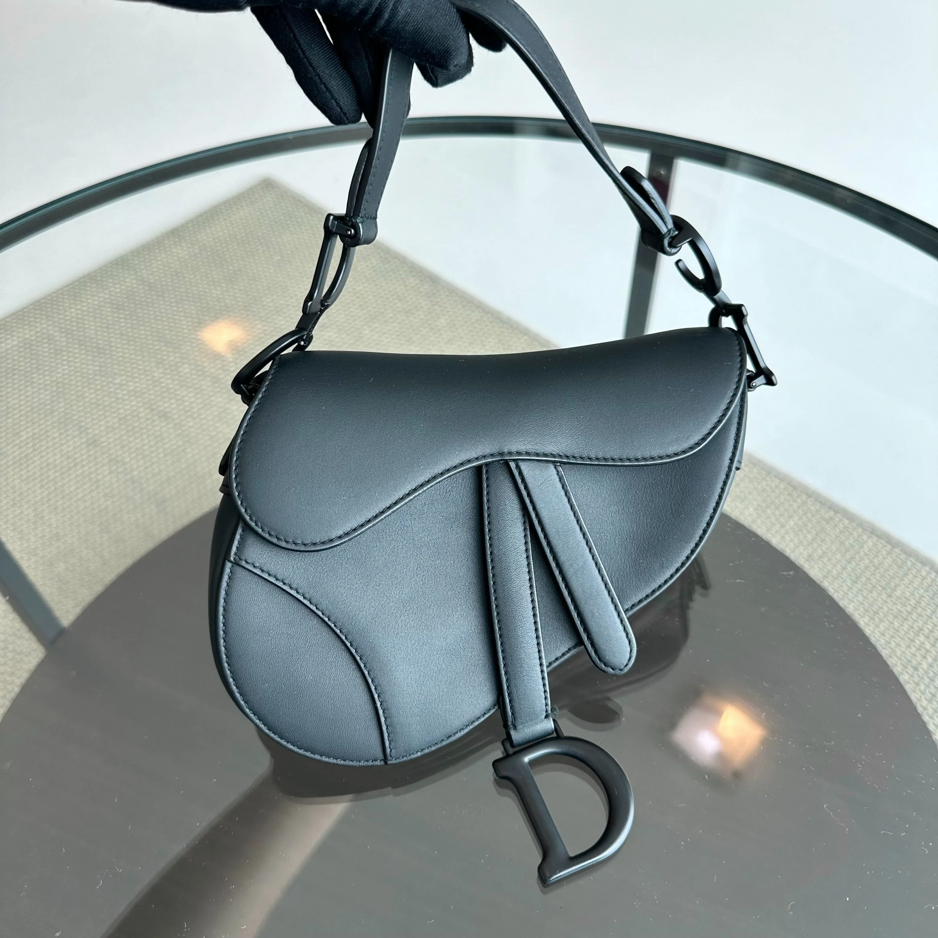*With Strap* Dior Saddle All Black Small 20CM with Strap Cross Body Shoulder Bag - Best Luxury Designers