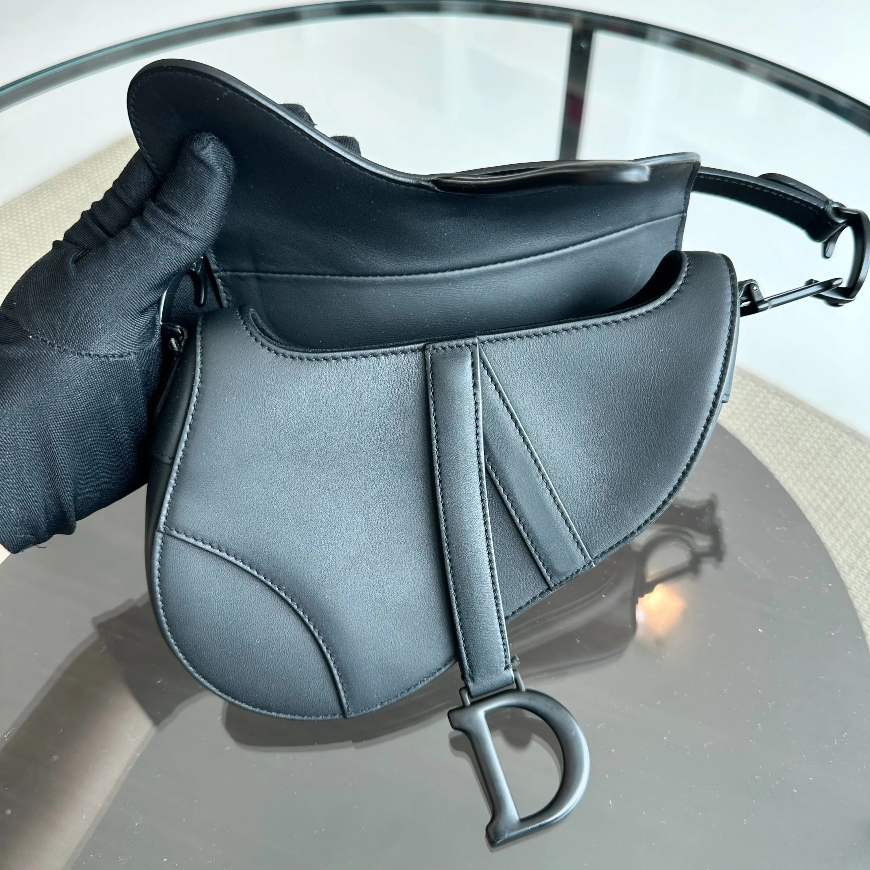 *With Strap* Dior Saddle All Black Small 20CM with Strap Cross Body Shoulder Bag - Best Luxury Designers