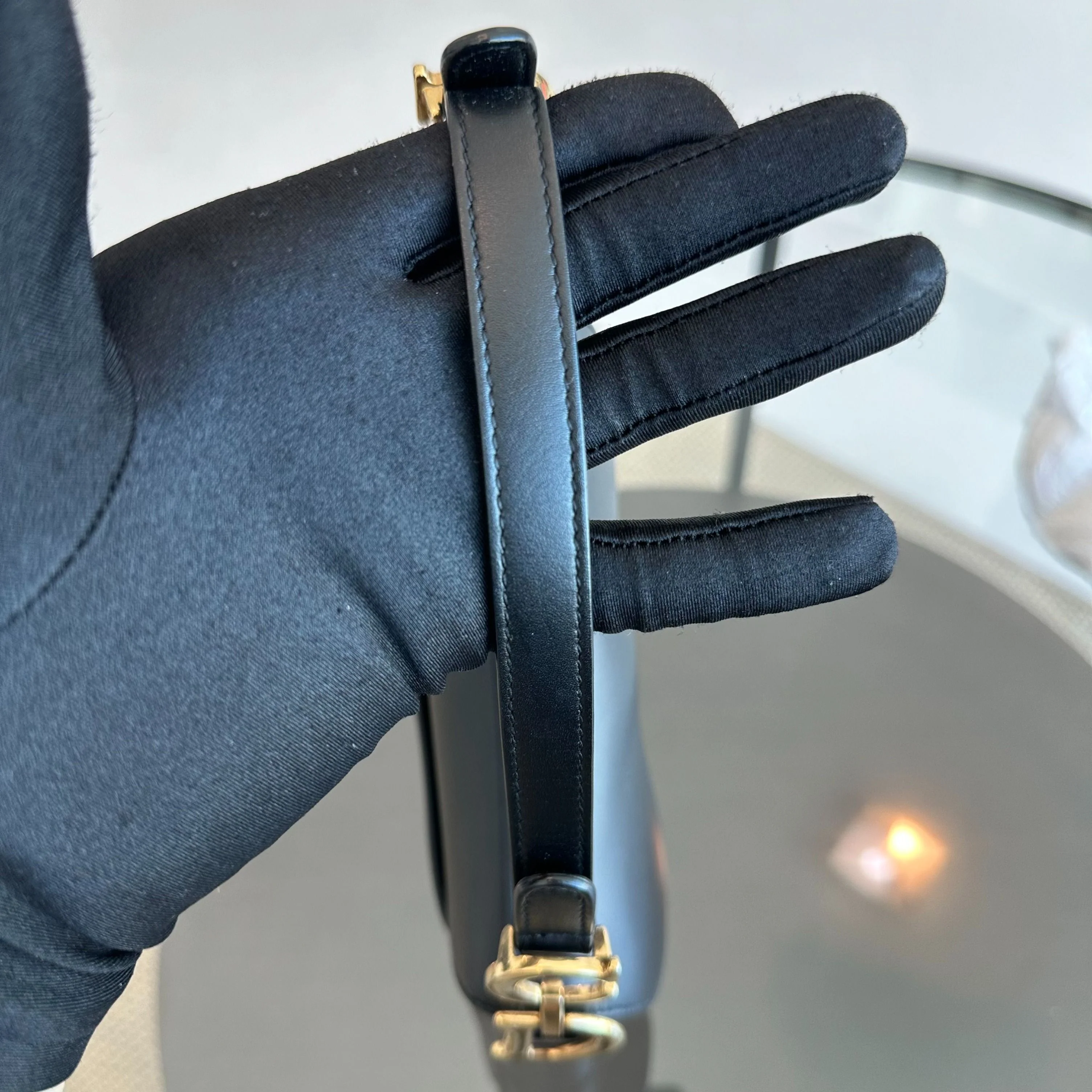 *With Strap* Dior Saddle Small 21CM Black Smooth Calfskin GHW Shoulder Bag - Best Luxury Designers