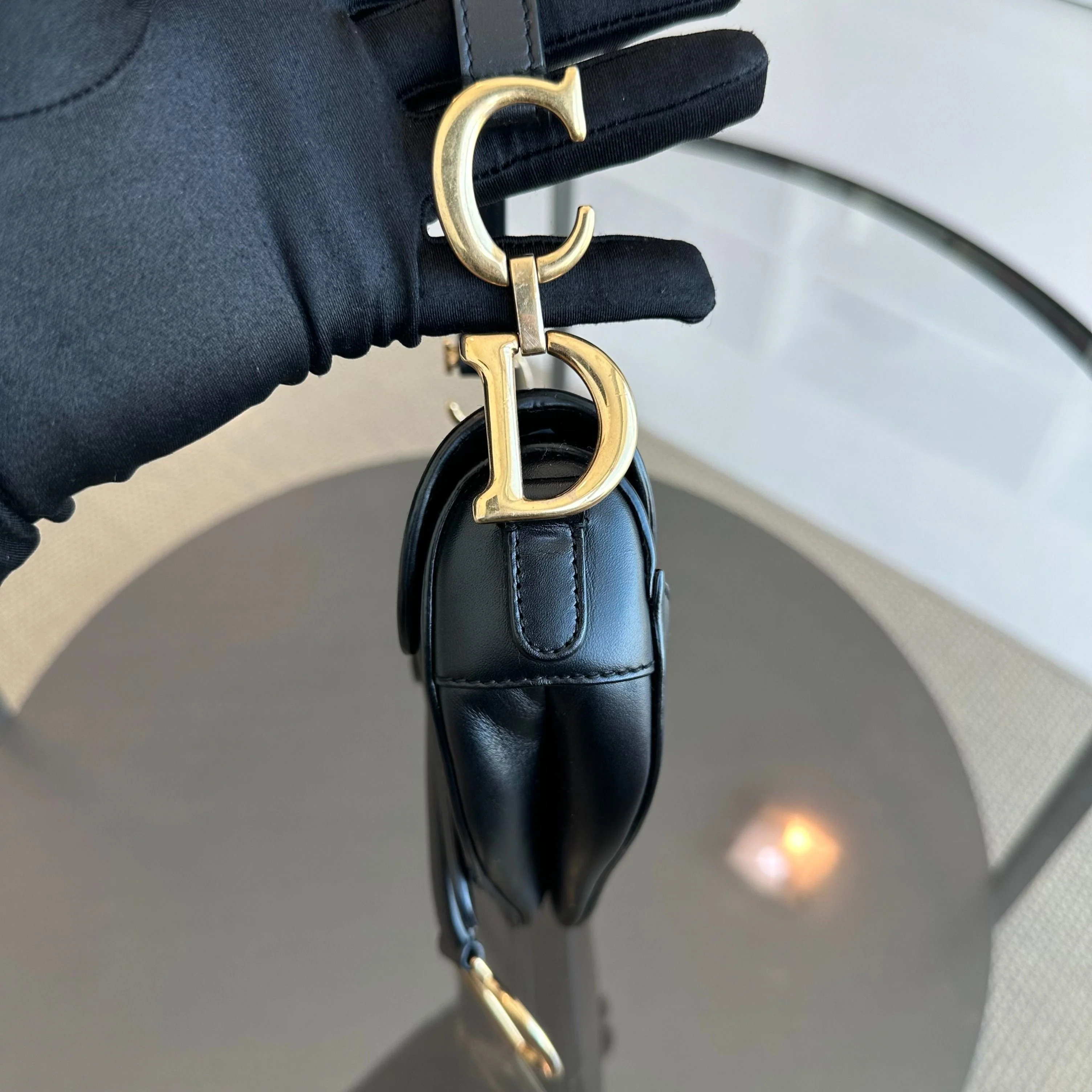 *With Strap* Dior Saddle Small 21CM Black Smooth Calfskin GHW Shoulder Bag - Best Luxury Designers