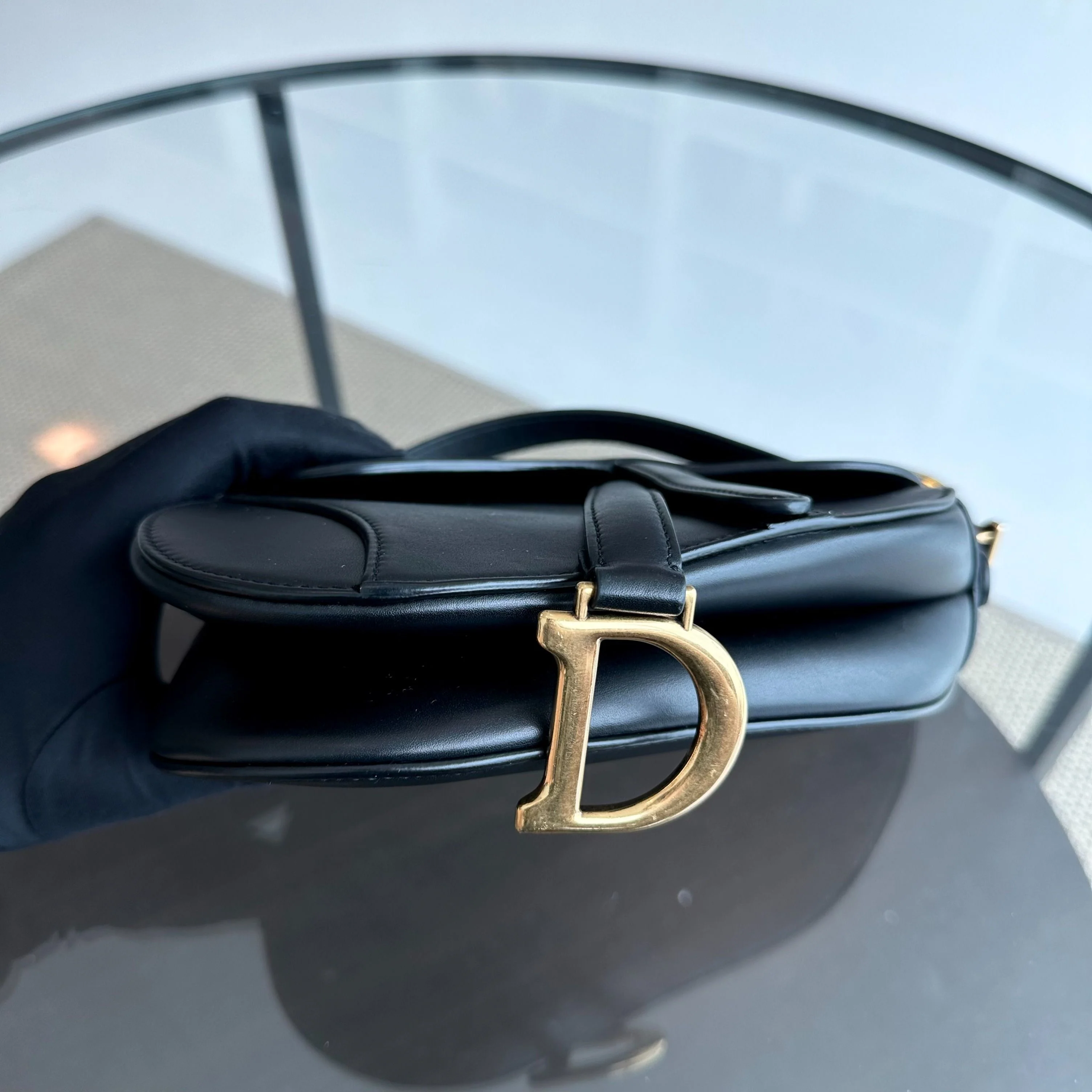 *With Strap* Dior Saddle Small 21CM Smooth Calfskin Black GHW Shoulder Bag - Best Luxury Designers