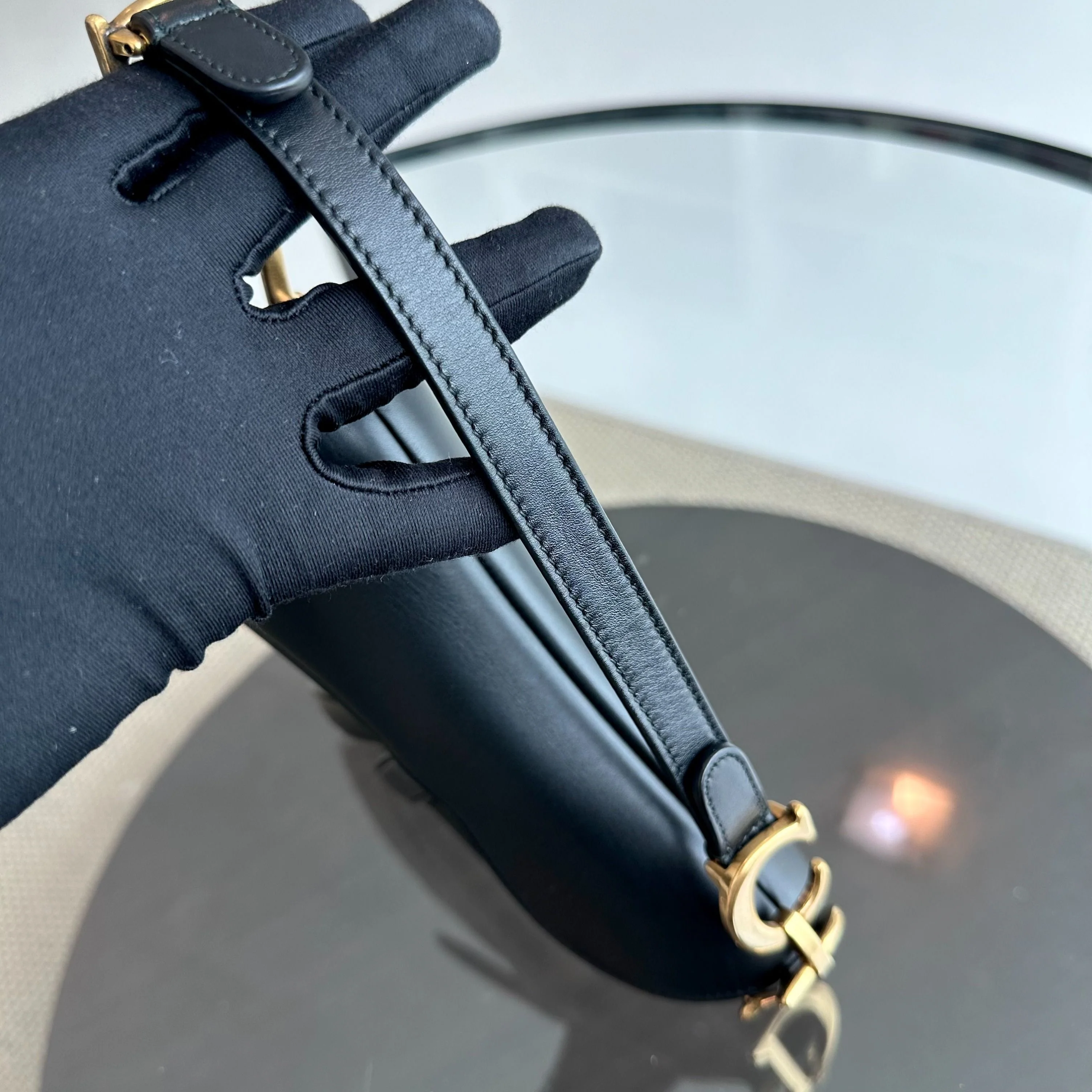 *With Strap* Dior Saddle Small 21CM Smooth Calfskin Black GHW Shoulder Bag - Best Luxury Designers