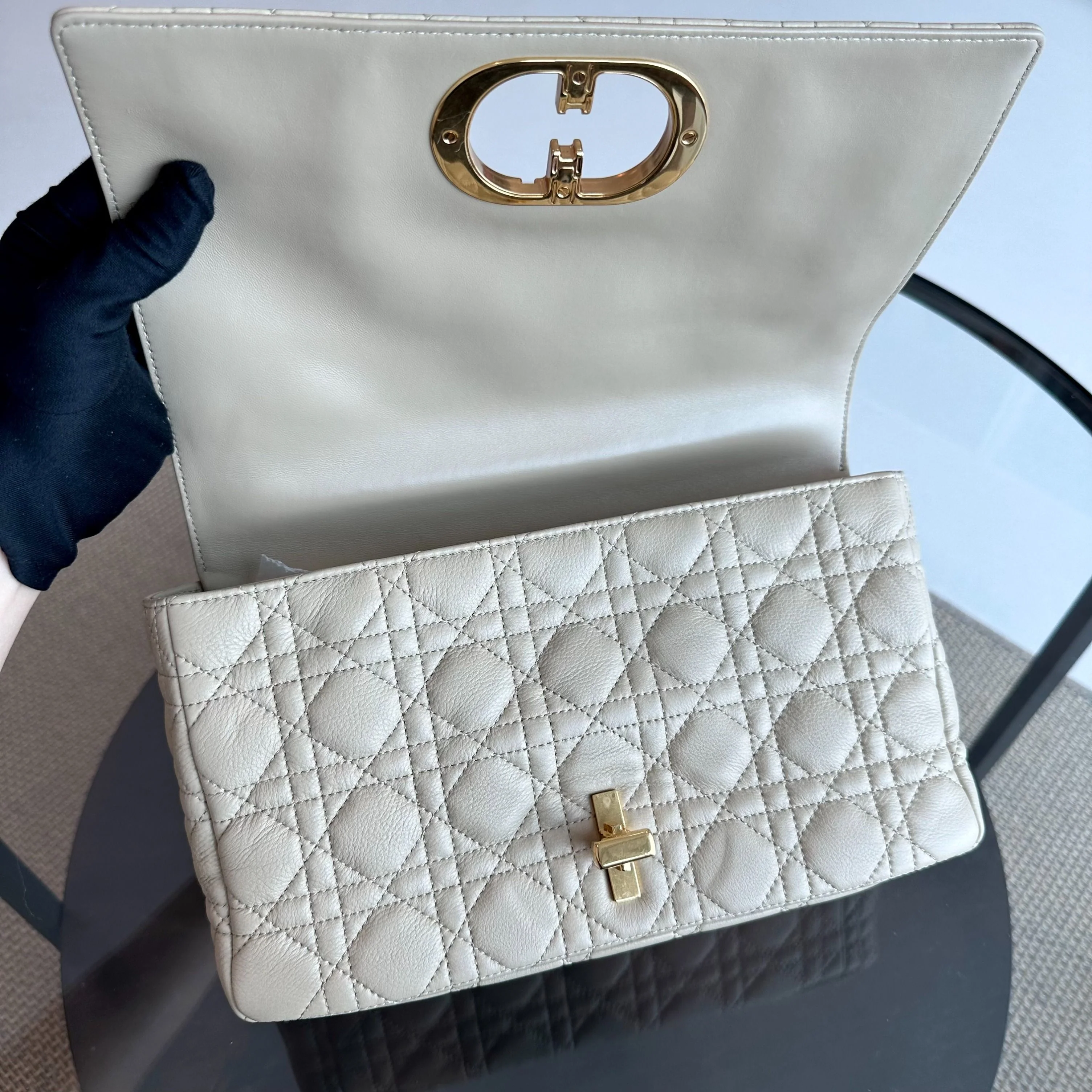 *Year 2022* Dior Caro Large Flap Cannage Grained Calfskin Beige GHW - Best Luxury Designers