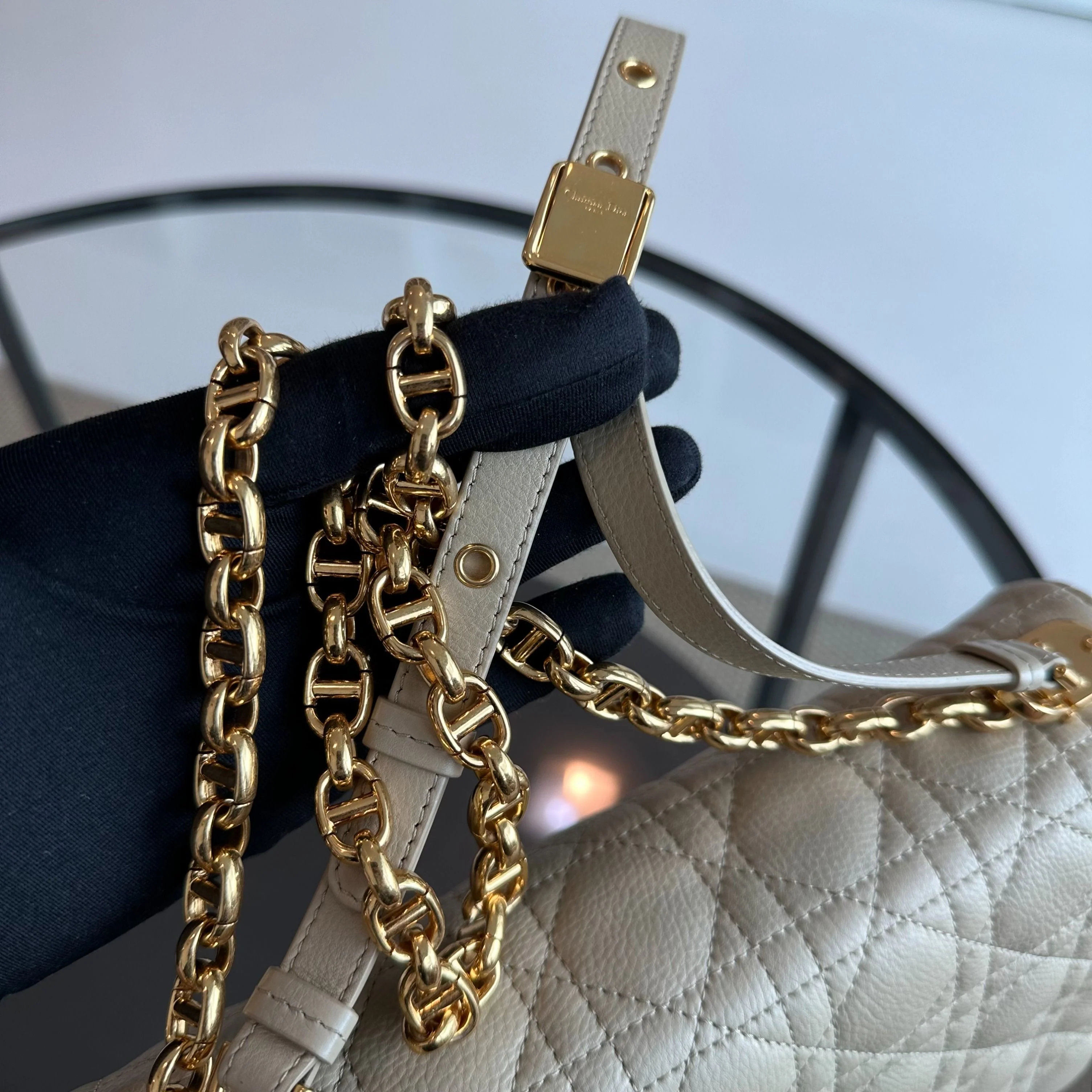 *Year 2022* Dior Caro Large Flap Cannage Grained Calfskin Beige GHW - Best Luxury Designers