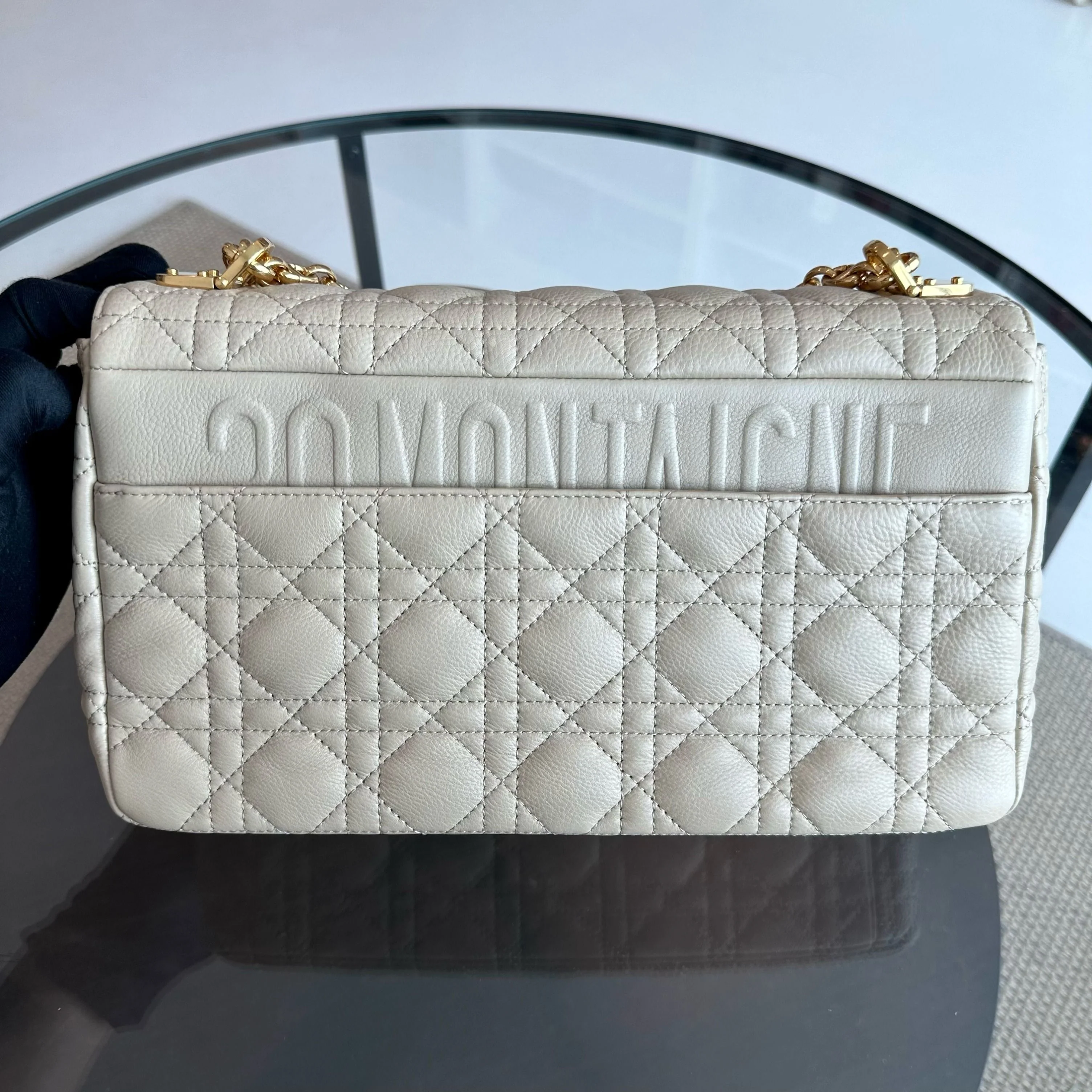 *Year 2022* Dior Caro Large Flap Cannage Grained Calfskin Beige GHW - Best Luxury Designers