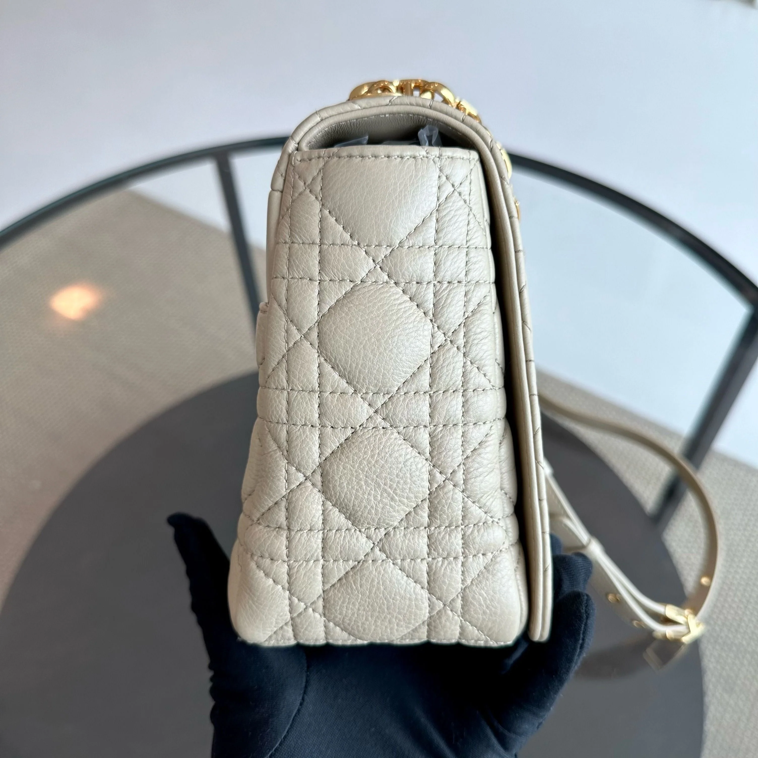 *Year 2022* Dior Caro Large Flap Cannage Grained Calfskin Beige GHW - Best Luxury Designers