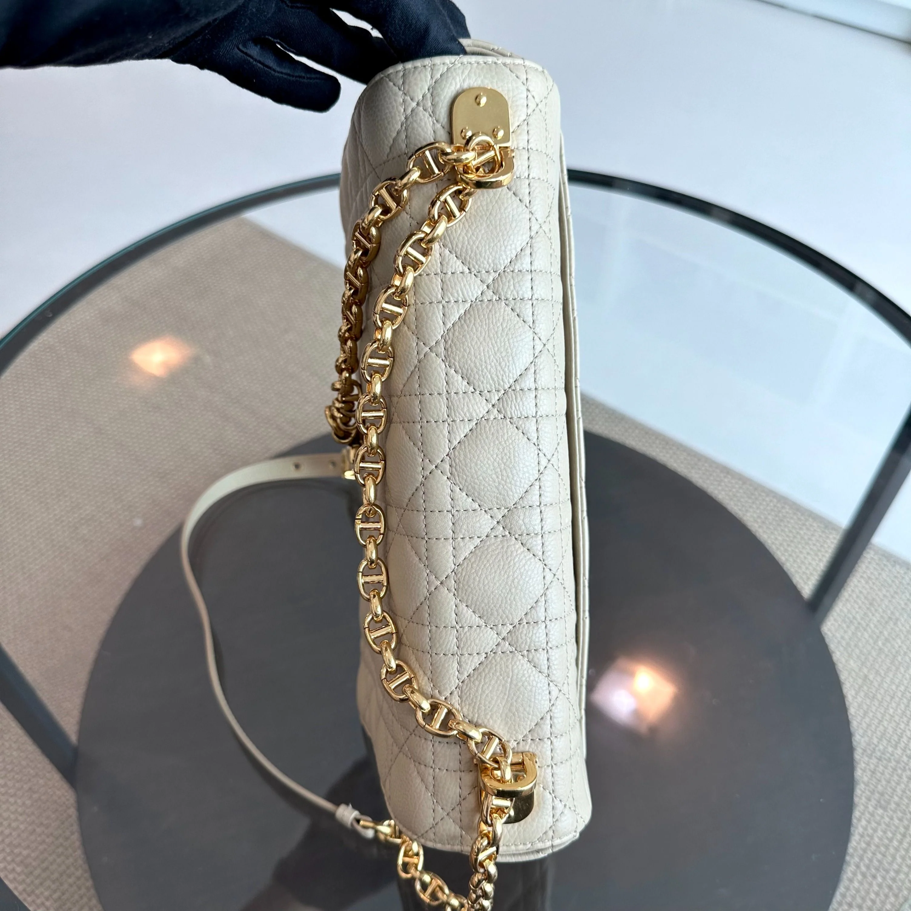 *Year 2022* Dior Caro Large Flap Cannage Grained Calfskin Beige GHW - Best Luxury Designers