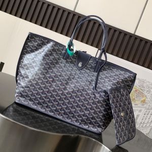 Goyard Anjou Bag In Goyardine Calfskin Navy Blue