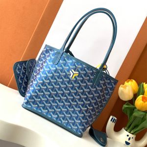 Goyard Anjou Mini Bag In Chevron Pearly Goyardine Calfskin Blue