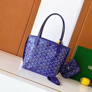 Goyard Anjou Mini Bag In Multicolored Goyardine Calfskin Blueberry Purple