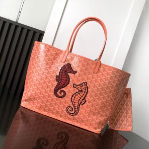 Goyard Anjou Bag In Seahorse Embroidered Goyardine Calfskin Orange
