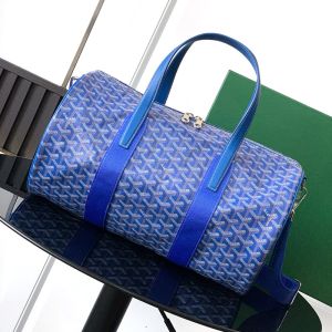 Goyard Barrel 40 Sports Bag In Goyardine Canvas Blue