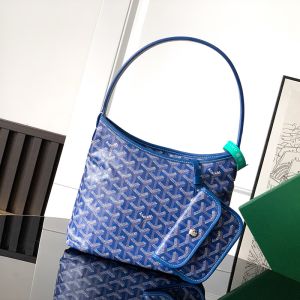 Goyard Boheme Mini Hobo Bag In Goyardine Canvas Blue