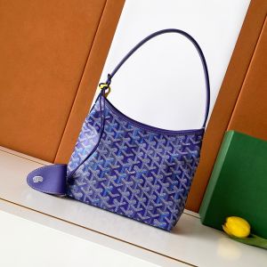 Goyard Boheme Mini Hobo Bag In Multicolored Goyardine Canvas Blueberry Purple