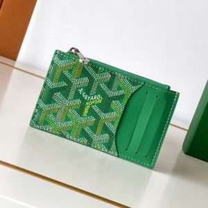 Goyard Bourbon Zipped Card Holder In Multicolored Goyardine Canvas Meadow Green