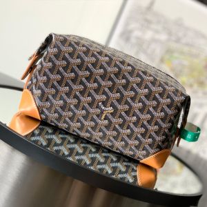 Goyard Bowling 25 Toiletry Bag In Goyardine Canvas Brown