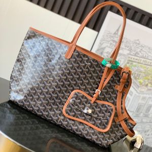 Goyard Chien Gris Bag In Goyardine Canvas Brown