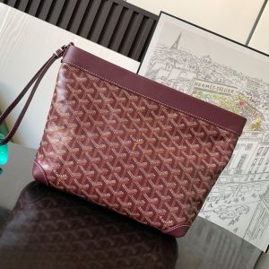 Goyard Conti Pouch In Goyardine Canvas Burgundy