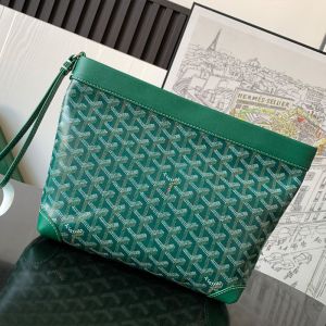 Goyard Conti Pouch In Goyardine Canvas Green