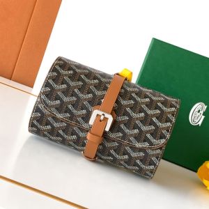 Goyard Double Travel Watch Case In Goyardine Canvas Brown