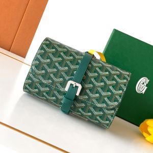 Goyard Double Travel Watch Case In Goyardine Canvas Green
