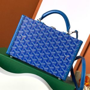 Goyard Grand Hotel Trunk Bag In Goyardine Canvas Blue