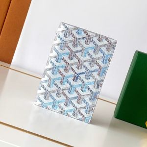 Goyard Grenelle Passport Cover In Multicolored Goyardine Canvas Polar Blue