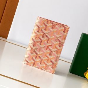 Goyard Grenelle Passport Cover In Multicolored Goyardine Canvas Powder Pink