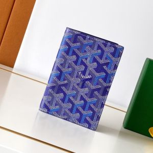 Goyard Grenelle Passport Cover In Multicolored Goyardine Canvas Blueberry Purple