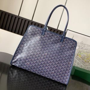Goyard Hardy PM Bag In Goyardine Canvas Navy Blue