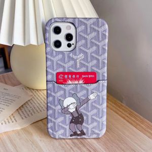 Goyard X Kwas iPhone Case with Card Case In Goyardine Saint Louis Leather Grey