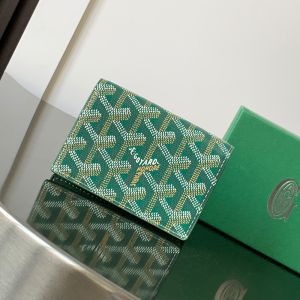 Goyard Malesherbes Card Wallet In Goyardine Canvas Green