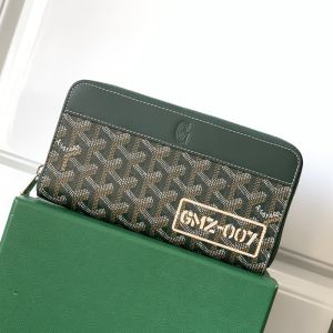 Goyard Matignon GM Wallet In GMZ-007 Goyardine Canvas Dark Green
