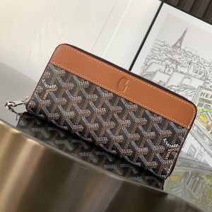 Goyard Matignon GM Wallet In Goyardine Canvas Brown
