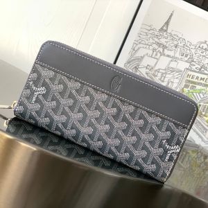 Goyard Matignon GM Wallet In Goyardine Canvas Grey
