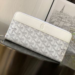 Goyard Matignon GM Wallet In Goyardine Canvas White