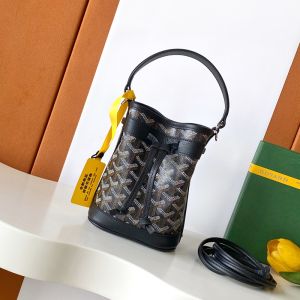 Goyard Petit Flot Mini Bucket Bag In Goyardine Canvas Black