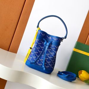 Goyard Petit Flot Mini Bucket Bag In Goyardine Canvas Blue