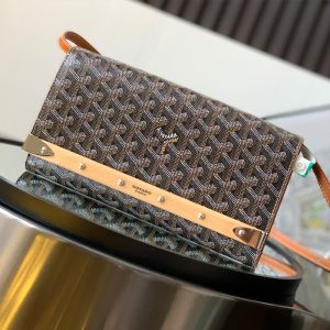 Goyard Monte-Carlo PM Clutch In Goyardine Canvas Brown