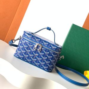 Goyard Muse Mini Vanity Case In Goyardine Canvas Blue