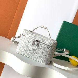 Goyard Muse Mini Vanity Case In Goyardine Canvas White
