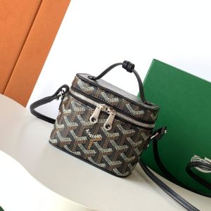 Goyard Muse Nano Vanity Case In Goyardine Canvas Black