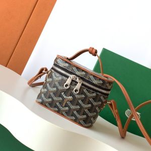 Goyard Muse Nano Vanity Case In Goyardine Canvas Brown