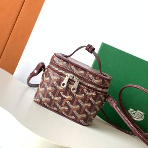 Goyard Muse Nano Vanity Case In Goyardine Canvas Burgundy